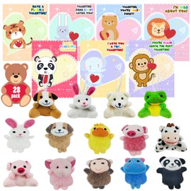 euoloar 28 Pack Valentine's Day Gift for Kids with Animals Keychain and Valentines Cards for Classroom Carnival Prizes, School Gifts