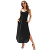 HUSKARY Women's Summer Casual Sleeveless V Neck Strappy Split Loose