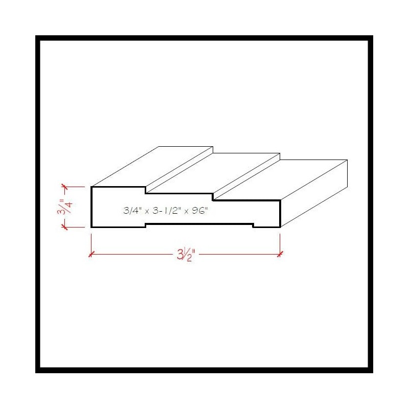 EWCA35 Contemporary 3-1/2" Wide x 3/4" Stepped Casing. Unfinished Trim,