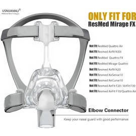 【Fits ONLY ResMed Mirage FX】Replacement Elbow Connector for ResMed Mirage FX, Mirage FX Elbow, Replacement Elbow Connector Assembly Accessory Fit for Mirage FX Nasal Guard. (1 pcs Translucent)