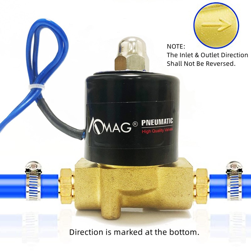 AOMAG Válvula solenoide eléctrica de 3/8 pulgadas 12 V CC,