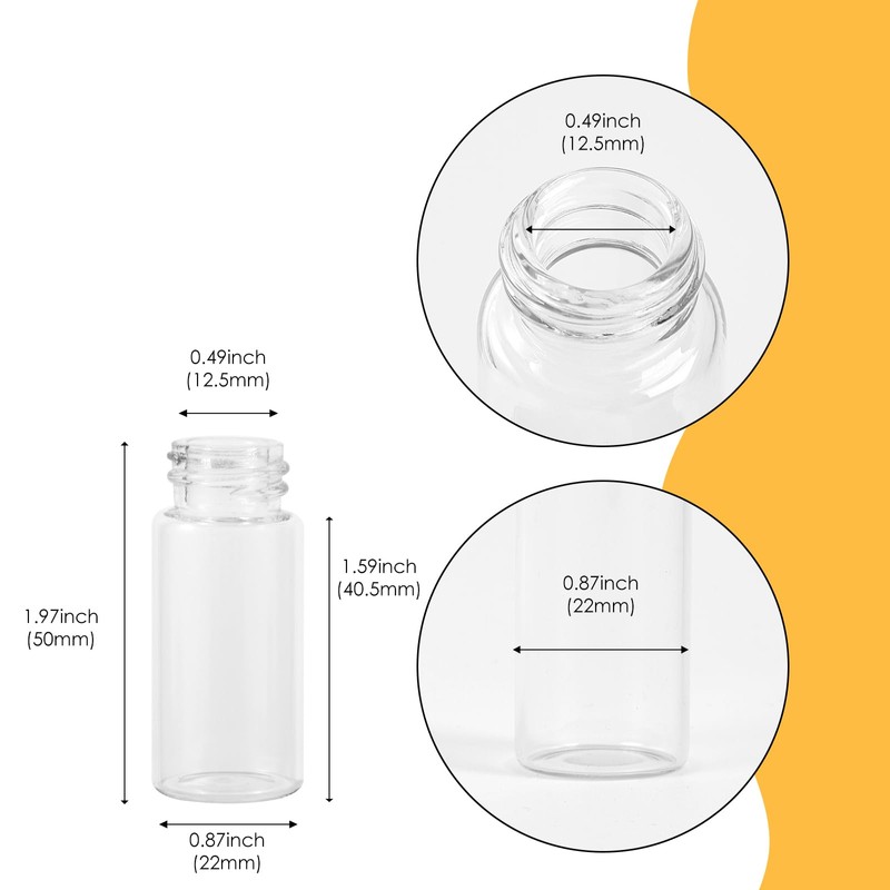 Cadbibe 10ml Clear Glass Vials with Screw Caps and Plastic
