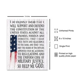 Patriotic American Wall Decor - Flag Wall Decor - Gift for Army, Navy, Marine Corps, Air Force, US Military Veterans - Sign Plaque for Home Office, Living Room - 8x10 Rustic Wall Art - Unframed