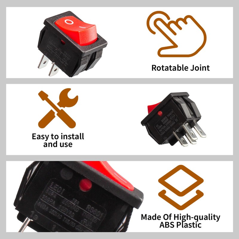 8 Amps 4 Pin On/Off Rocker Switch for Shop Vac