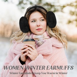 Sorfneo Winter Ear Muffs Set for Women Girls Cute Adjustable Foldable Ear Warmers Faux Fur Ear Covers Headband