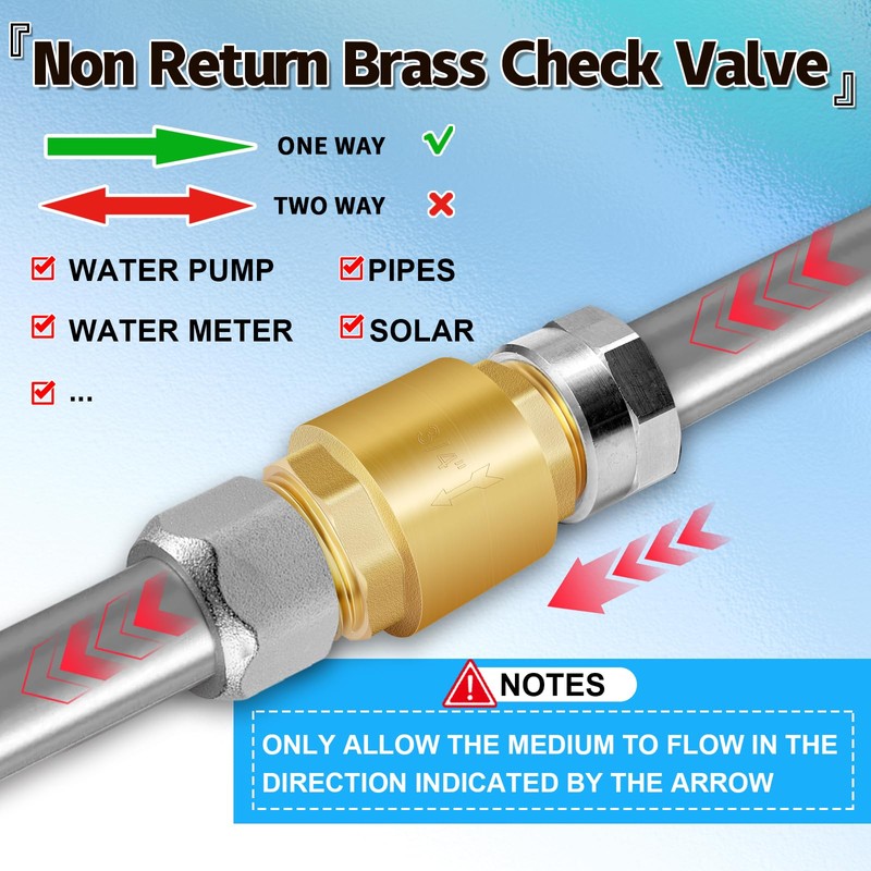 Boltigen 2Pcs 3/4in NPT Spring Check Valve, Brass Non Return