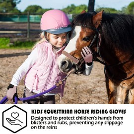 Thapower Horseback Riding Gloves for Kids Mesh Equestrian Riding Gloves Boys & Girls Youth Outdoor Mitts Perfect for Biking Cycling Gardening Pink S