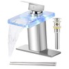 LED Bathroom Sink Faucet, Waterfall Single Handle Vanity Faucets for