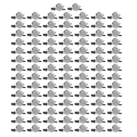 100pcs Brooch Clasps Pin Trays 20mm Silver Metal Iron Flat Disc Blank Round Bottom Buckle Welding Clips for Badge, Corsage, Name Tags, Jewelry Craft