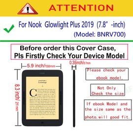 AFesar Case for Nook Glowlight Plus 7.8 Inch 2019 Release BNRV700 Model Protective Cover Shell Cases (Black, for Nook Glowlight Plus 7.8"-inch(Model:BNRV700))