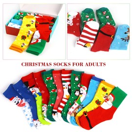STEFORD Christmas Socks Set, 12 Pairs Warm Cotton Christmas Socks with Box for Teenager Family Christmas Favor Gifts