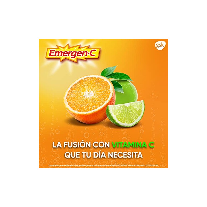 Emergen-C Suplemento Alimenticio Polvo Efervescente Sabor Naranja Caja con 10