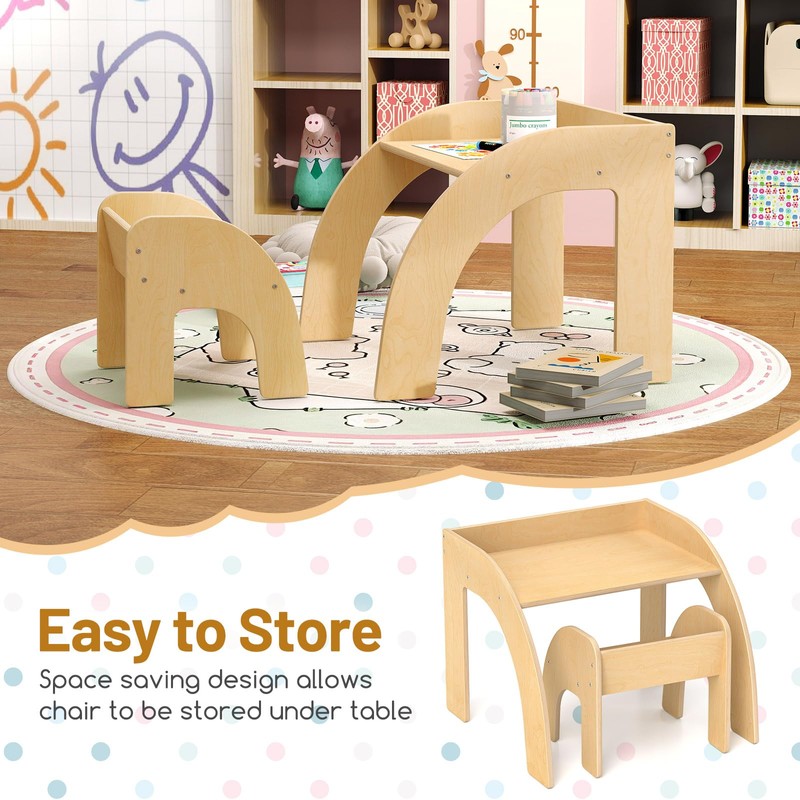HONEY JOY Kids Table and Chair Set, Children Wooden Activity