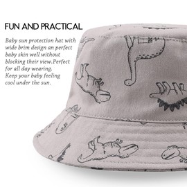 Xiaohawang Dinosaur Baby Sun Hat for Children Girls Boys Summer Hat UV Protection Hat Baby Hat Bob, Grey Dinosaure, 6-12 months
