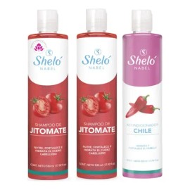 2 Shampoo Jitomate 530ml+ Acondicionador Chile Shelo Nabel