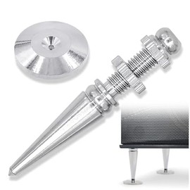 Kalevel Speaker Spikes Isolation Stand Foot Cone Silver Speaker Spikes Set for Speakers Amplifier with Base Pad Shockproof Feet Pads