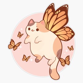 Butterfly Fairy Cat Bumper Sticker Vinyl Decal 5"