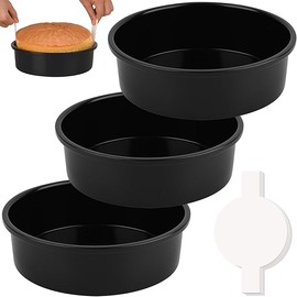 HUAKENER 8 Inch Cake Pan - Set of 3 Round Cake Pans with 100 Pieces Parchment Paper, Non-stick Cake Baking Pans, Dishwasher Safe