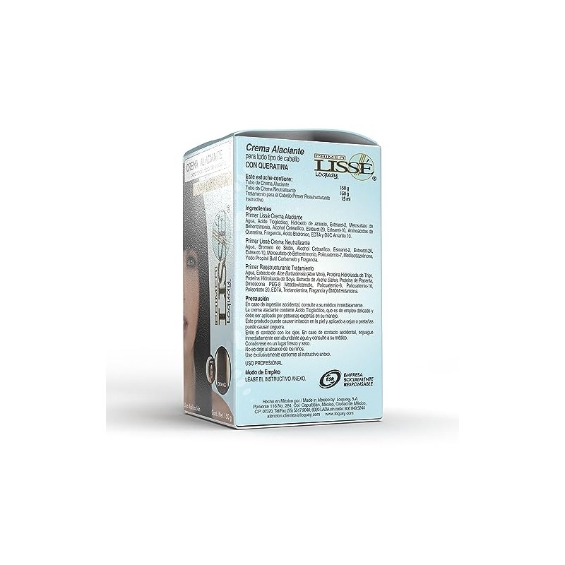 Loquay Crema Alaciado Permanente con Queratina Lisse sin Formol