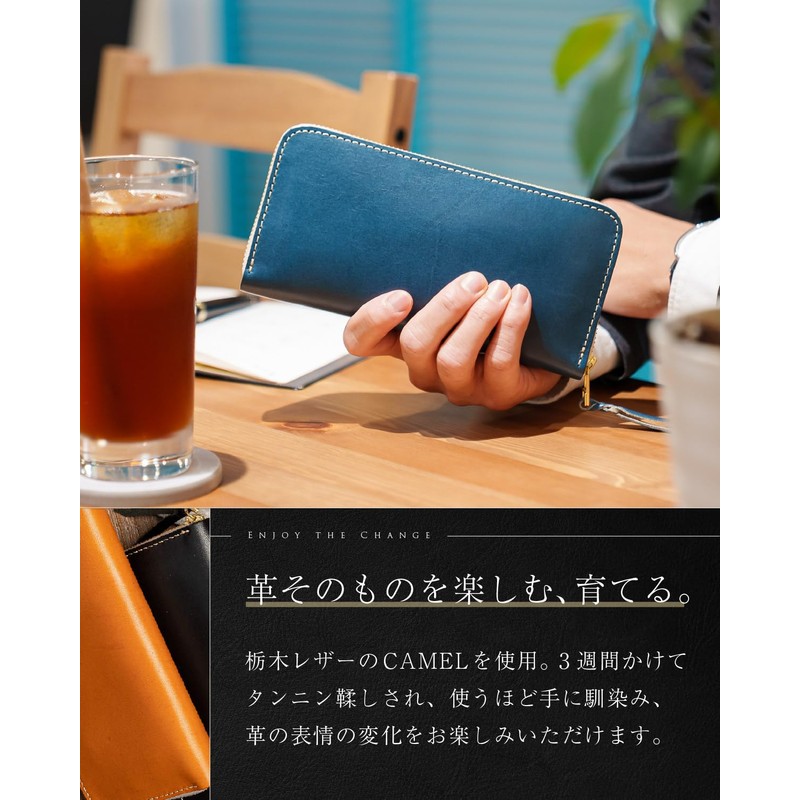 Tochigi Leather Men's Long Wallet, Genuine Leather, Made in Japan,