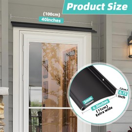 Raytano 4.3" Extra Wide Heavy-Duty Aluminum Door Rain Drip Guard,40" L Rain Deflector for Doors Windows Weather Shield for Home, Commercial Use (Size 40″ Length, 4.3″ Wide, 0.8″Height,Black)