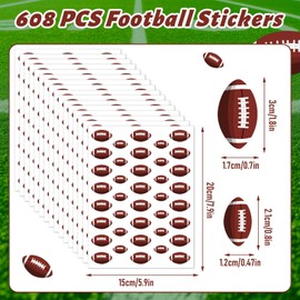 JUMELON 608 Pcs Football Stickers for Kids, Water-Repellent Self-Adhesive Sports Stickers for Boys & Girls, Perfect for Water Bottles, Scrapbooks & Sports Theme Party Supplies