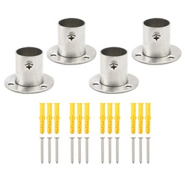 Pxyelec Stainless Steel Shower Rod Flange, Closet Rod Flange Holder for inside Diameter 0.87 inch (22mm) Steel Pipe, Set of 4