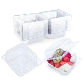 Evnlo 50 Count Clear Plastic Containers with Lids for Food, Thickened Disposable Sandwich Containers Clamshell Boxes for Cake Slice, Dessert, Hamburger, Salad