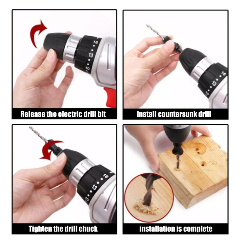 Whimsigulp Countersink Drill Bit Set, 5Pcs Quick Change 1/4" Hex