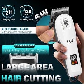 LQT Hair Clippers for Men Rechargeable Cordless Beard Trimmer & Electric Shaver, Hair Cutting Kit with LCD Display Gift for Dad, Husband, Men