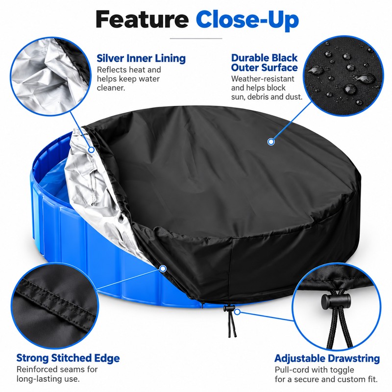 Round Above Ground Pool Cover 4-15FT, Waterproof Swimming Pool Blanket
