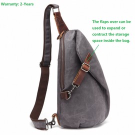AOTIAN Waterproof Waxed Canvas Men's and Women's Small Sling Bags Backpacks For Hiking Biking Travel Outdoor Casual Chest Bags Gray