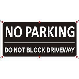 (2 Pack) Premium Aluminum No Parking Do Not Block Driveway Sign, 12" X 6" Metal No Parking Signs for Driveways, Easy Mounting, Rust Free, No Fade, Weather-resistant (BLACK)