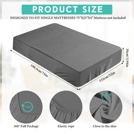 Breling Fitted Sheet (Sheet Only) Compatible with Milliard Trifold Mattress Folding Mattress Fitted Microfiber Bedclothes for Camp Bunk Rvs Bed(Dark Gray,2 Pcs,Full,4'')