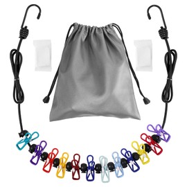 Retractable Travel Clothesline, Portable Clothesline (Including 2 Compressible Towels) 12 clothespins, Suitable for Indoor and Outdoor, Balcony, Outdoor Camping use Multicolor