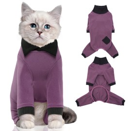 DENTRUN Cat Body After Surgery Cat Recovery Suit Kitten Hairy Romper Surgical Cone Alternative Shirts for Female After Surgery Hair Spreading Prevention Clothing Pyjamas