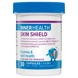 Inner Health Skin Shield Probiotic, Supports Skin Healing & Health, Reduces Skin Irritation, 30 Capsules