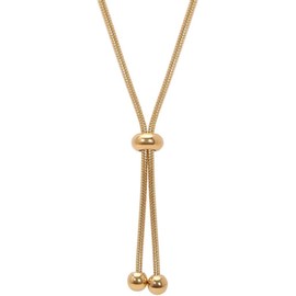 Beaded Adjustable Long Tassel Dress Sweater Chain Necklace (Golden, One size)