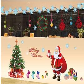 Tuopuda Christmas Window Stickers Large Santa Claus Xmas Tree Gift Box Candy Socks Clings ornament Double-Side DIY Wall Door Mural Decal Sticker for Showcase