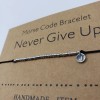 Morse Never Give Up Handmade Morse Code Black Corded Bracelet