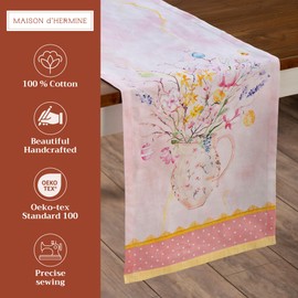 Maison d' Hermine Table Runner 100% Cotton 14.50 Inch x 72 Inch Decorative Tablerunner Easter Table Runners for Dining, Kitchen, Parties & Camping, Easter Zest (Single Layer) - Spring/Summer