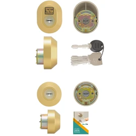 TOSTEM Entrance Door Key Replacement UR Cylinder Lock DIY LIXIL DRZZ1003 MCY-442 5 Keys Gold with Replacement Instructions for QDC-17 QDC-18 QDC-19 QDD-835 QDC-835 QDK-668 QDK-751