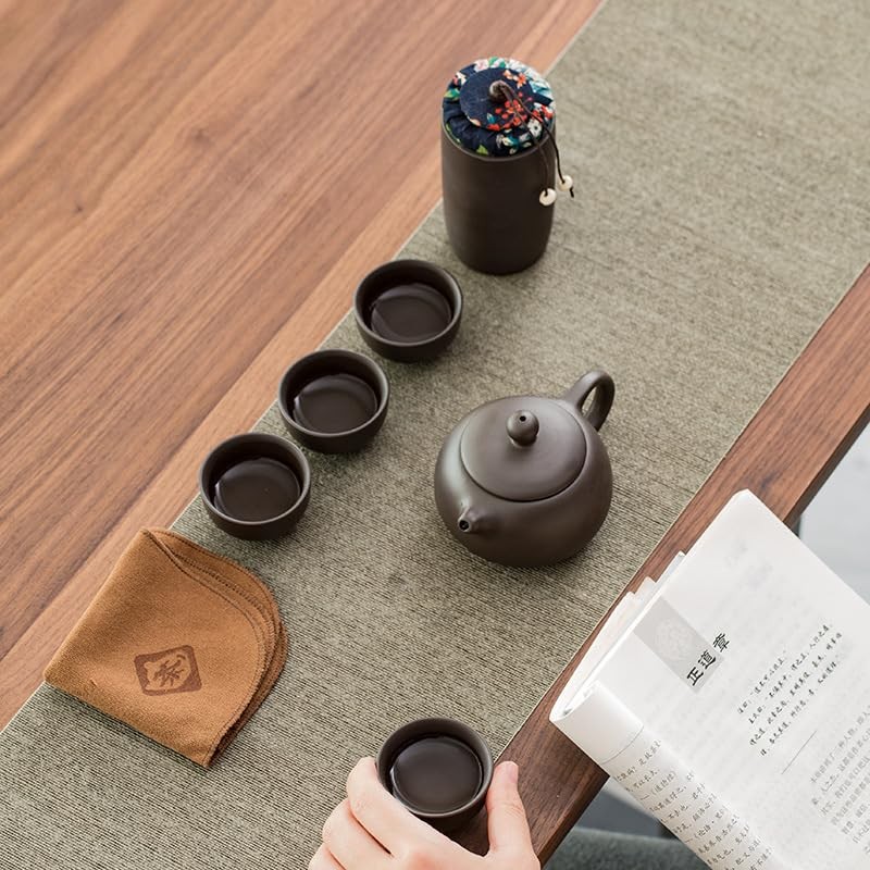 MOORCHOCO Juego de té de viaje, juego de seis piezas