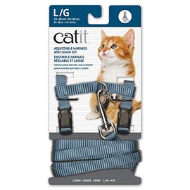 Catit Nylon Adjustable Cat Harness and Leash Set, Large, Blue