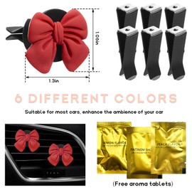 KVAEY 9 PCS Pink Bow Car Air Freshener, Automotive Cute Pink Bow Air Outlet Clips with Scent Pieces, Universal Coquette Car Air Vent Diffuser for Women and Girls (Red)