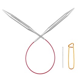 Knitting Needles Circular 16 inch (40cm) Stainless Steel Knitting Needles Size US 11 (8mm) Bundle with 1 Sturdy Stitch Holder
