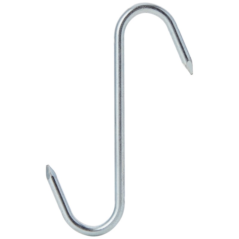 Merriway BH01914 (5 Pcs) BZP Steel Butchers Pointed Kitchen S-Hooks,