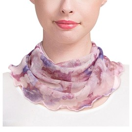 Buffydeer 100% Silk Neck Warmer, Neck Cover, Scarf, UV Protection, Sun Protection, Tulle Net, Fashionable, Cute, Floral Pattern, Accessory, Neck, Silk, UV Cut, Women's, For Women, Respect-for-the-Aged