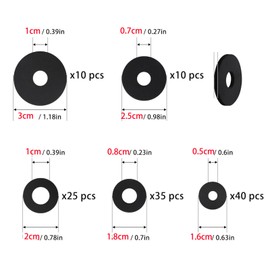 TEAMIOULING 120Pcs Rubber Washers Assorted Kit,16/18/20/25/30mm Black Washer,Vibration Absorbing Pads Sealing Rubber Washers for Faucets Garden Bolts Screws Hose Plumbing Shower Head- 5 Sizes
