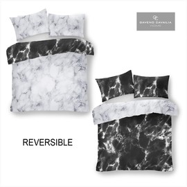 GC GAVENO CAVAILIA Easy Care Duvet Cover Printed Quilt Set Reversible Bedding, Single, White